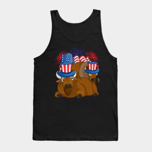 Patriotic American Bison Animal Lover Buffalo 4th Of July Tank Top